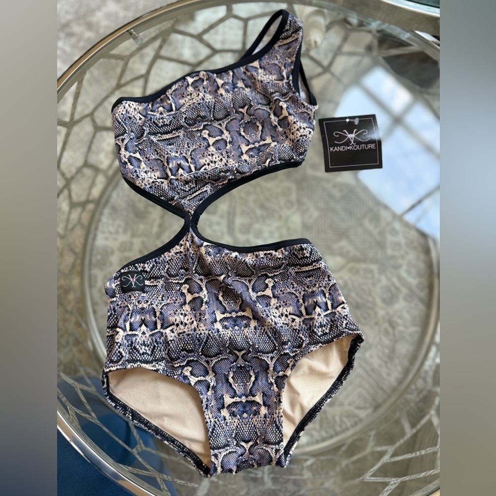 Kandi Kouture Snake Print Cutout Leotard